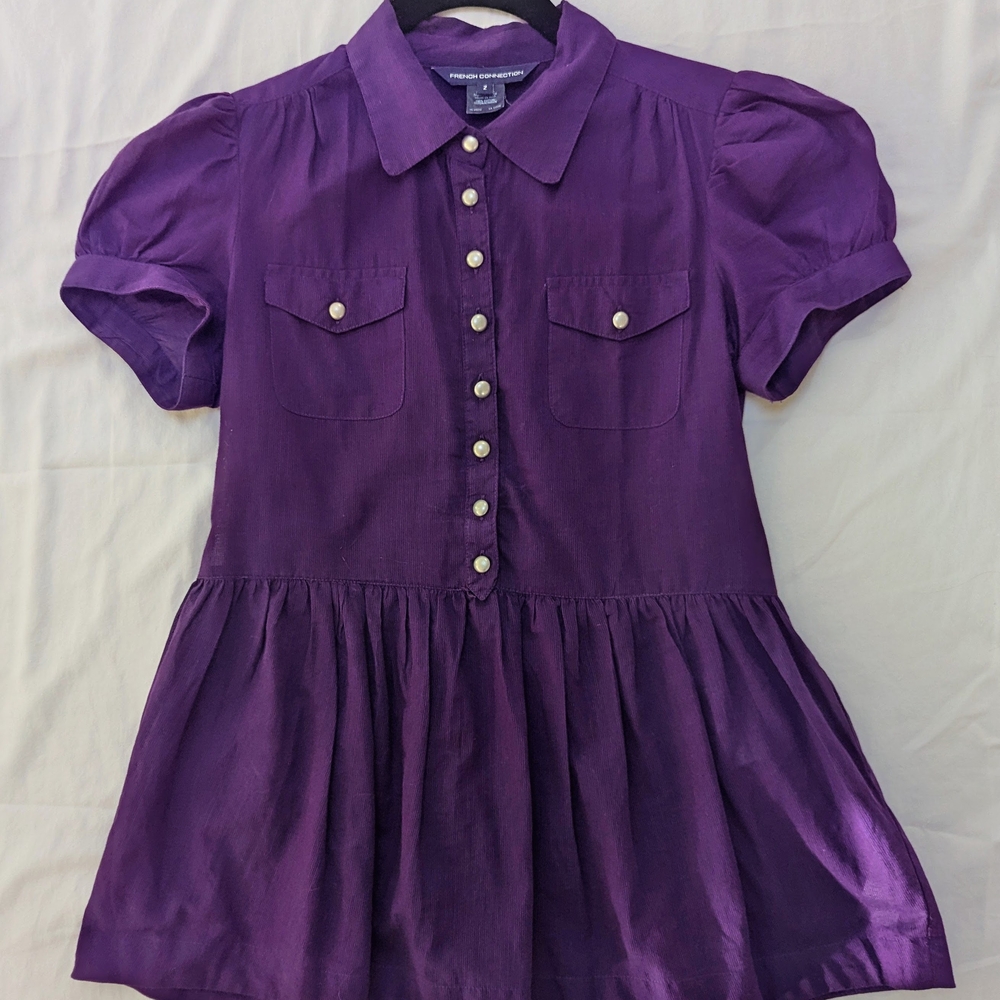 French Connection Deep Purple Corduroy Shirt